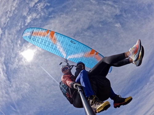 Paragliding Tandem Flight between Dolomites and Alps at Kronplatz